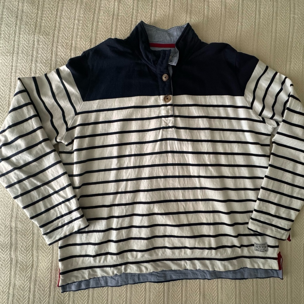 Orvis Striped Cotton  Sweater, Size XL